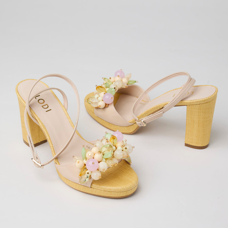 Lodi Blush and Lemon Block Heel Sandals