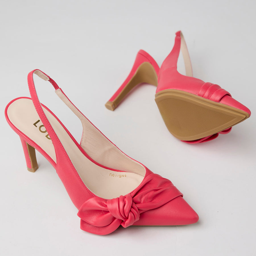 Lodi Raspberry Leather Slingback High Heel Shoes