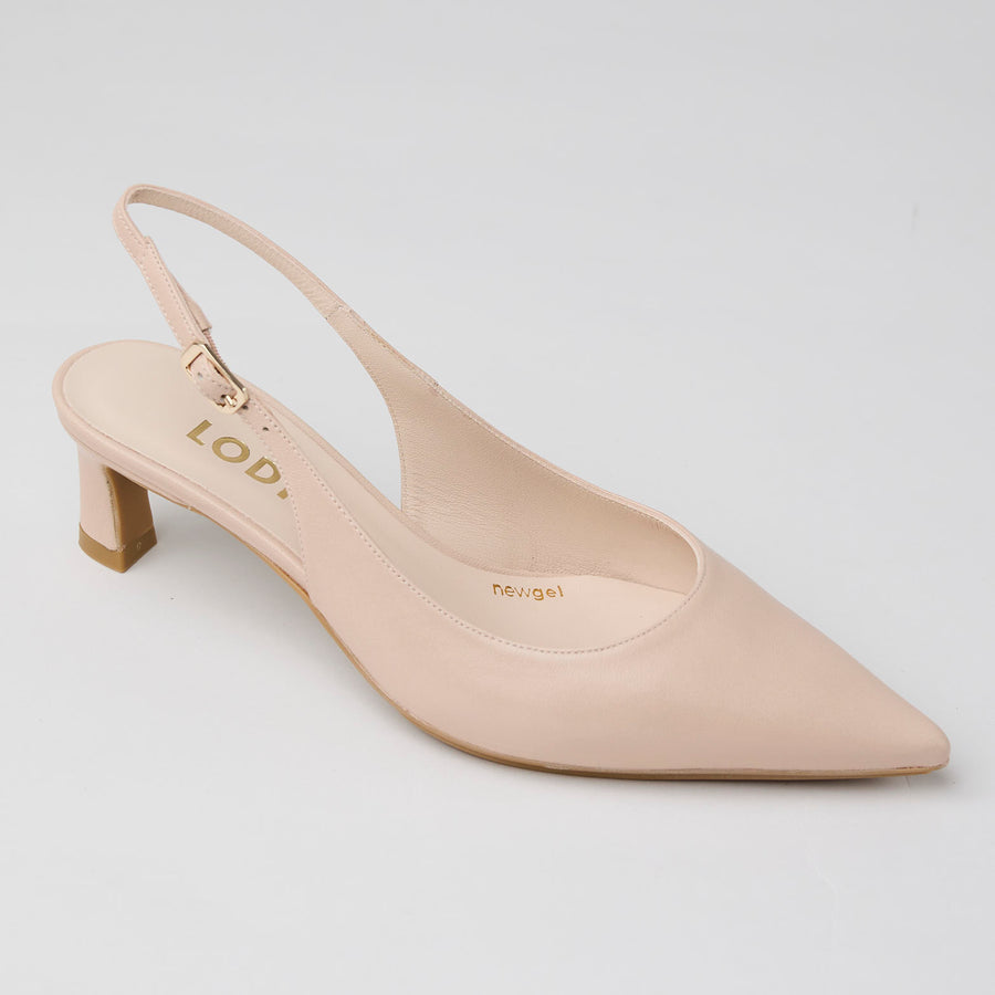 Lodi Nude Leather Slingback Low Heel Shoes