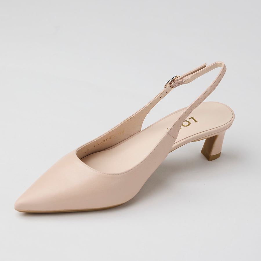 Lodi Nude Leather Slingback Low Heel Shoes