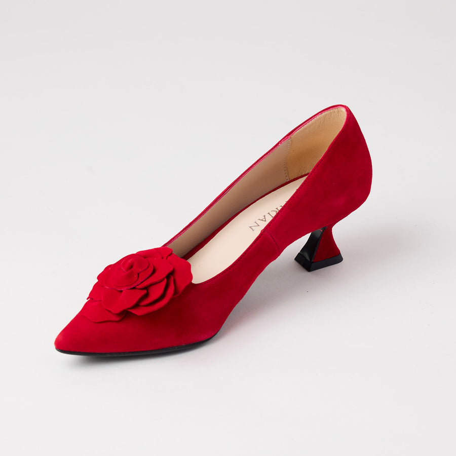 Marian Red Suede Leather Court Shoes - Nozomi