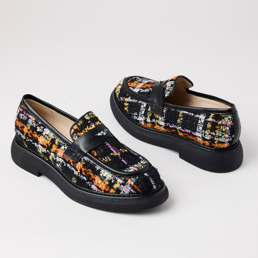 Marian Multi Tweed Covered Leather Loafers - Nozomi