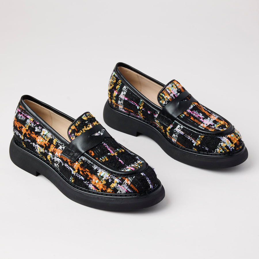 Marian Multi Tweed Covered Leather Loafers - Nozomi