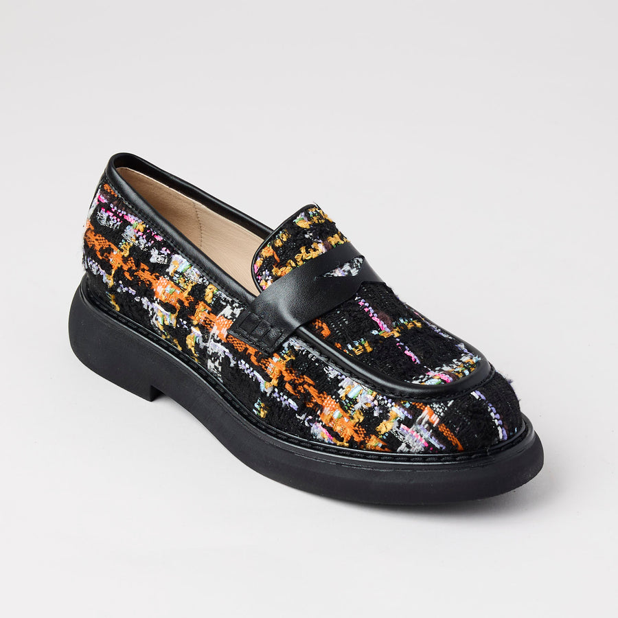 Marian Multi Tweed Covered Leather Loafers - Nozomi