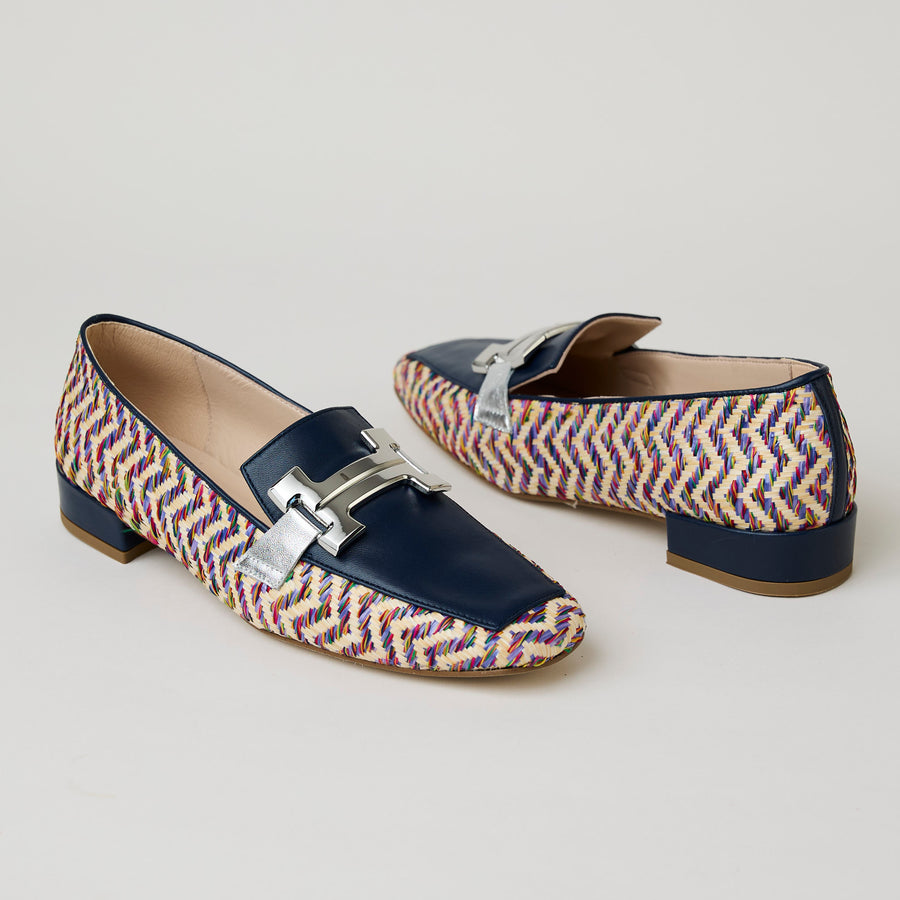 Marian Multi Navy Leather Loafers - Nozomi