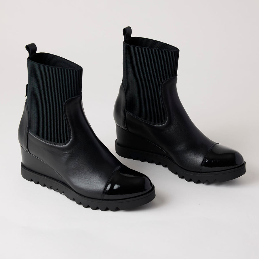 Marco Moreo Black Stretch & Leather Ankle Boots - Nozomi