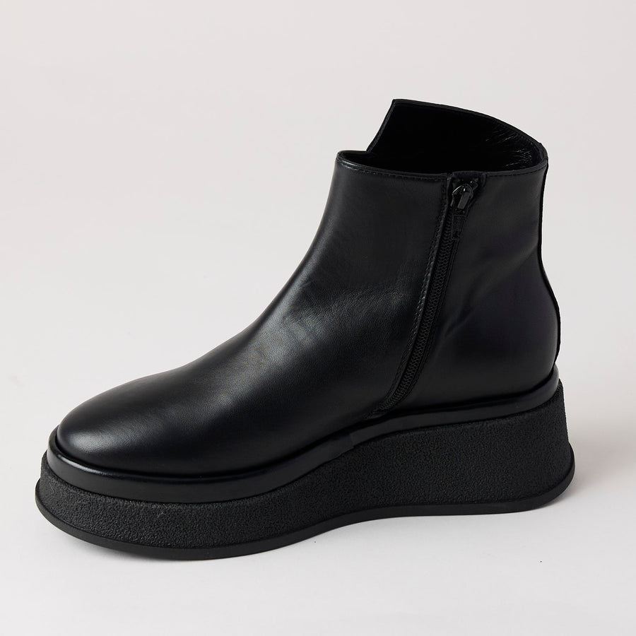 Marco Moreo Black Leather Flatform Ankle Boots - Nozomi