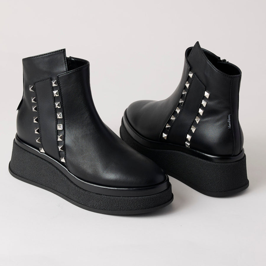 Marco Moreo Black Leather Flatform Ankle Boots - Nozomi