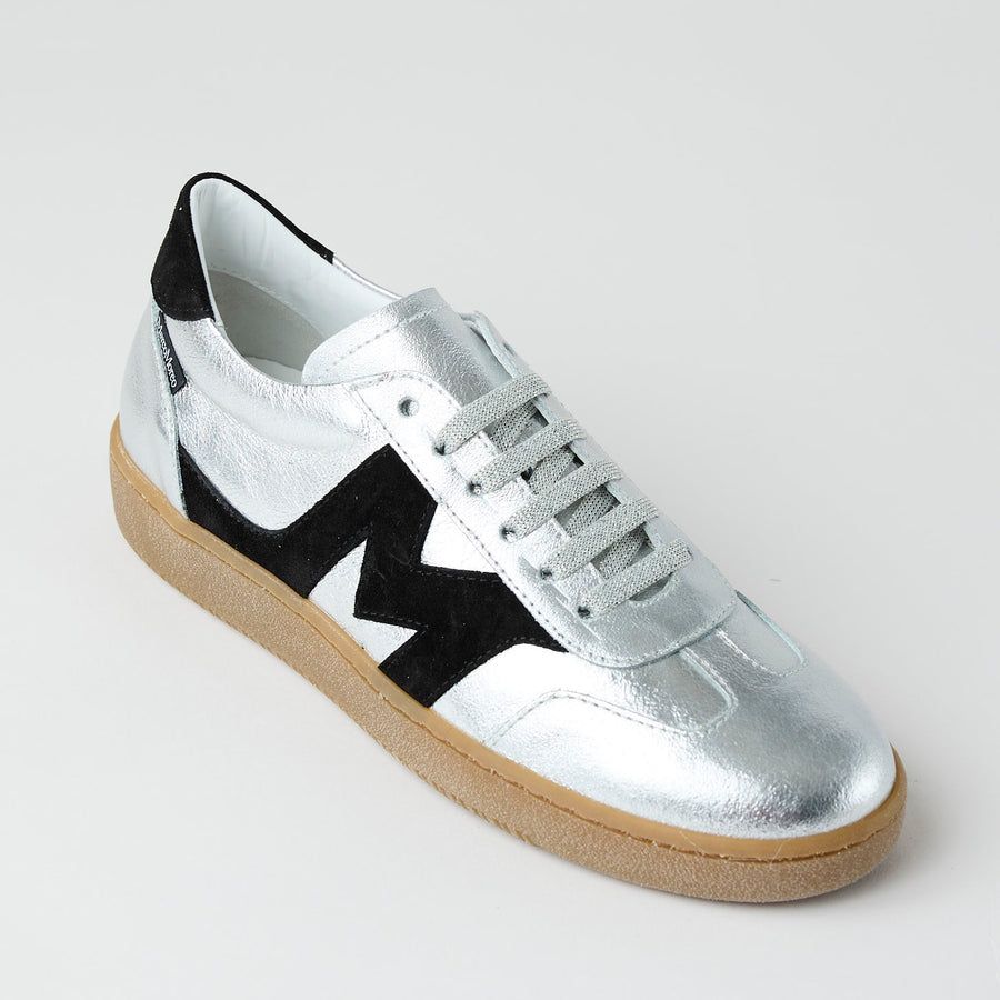 Marco Moreo Silver Metallic Leather Trainers