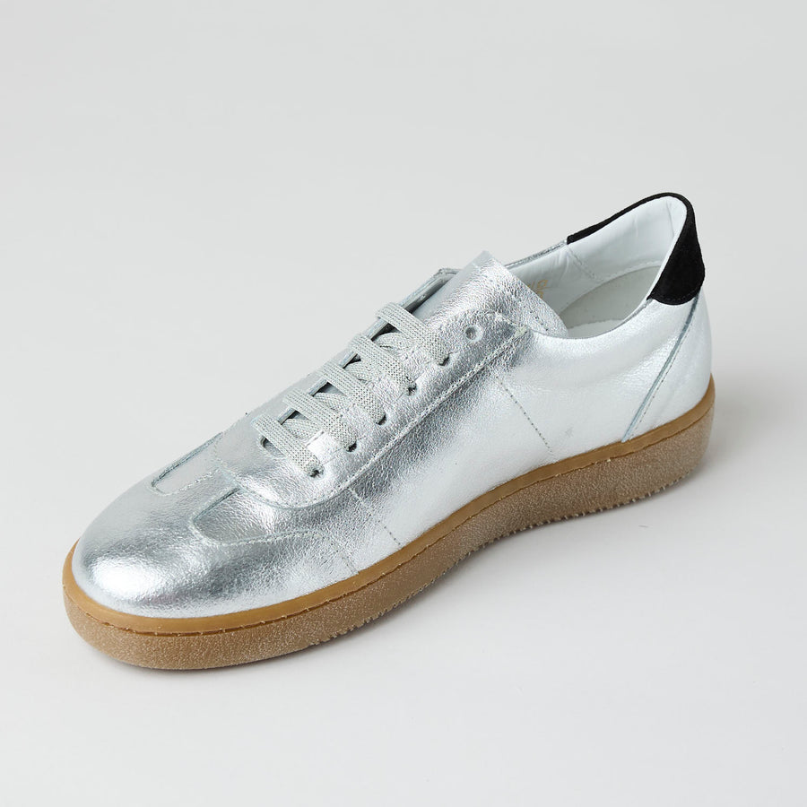 Marco Moreo Silver Metallic Leather Trainers