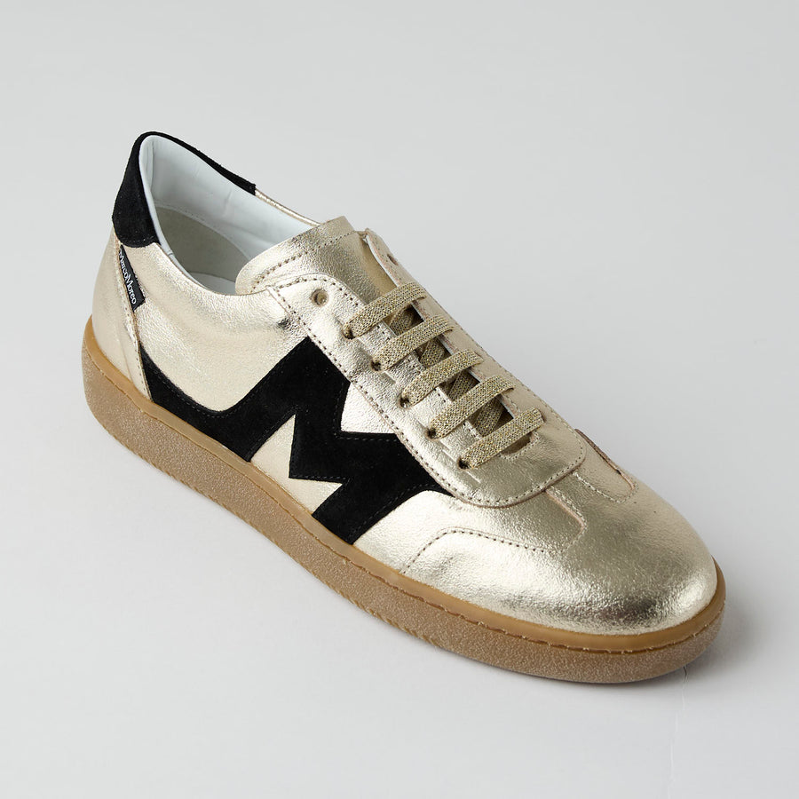 Marco Moreo Gold Metallic Leather Trainers