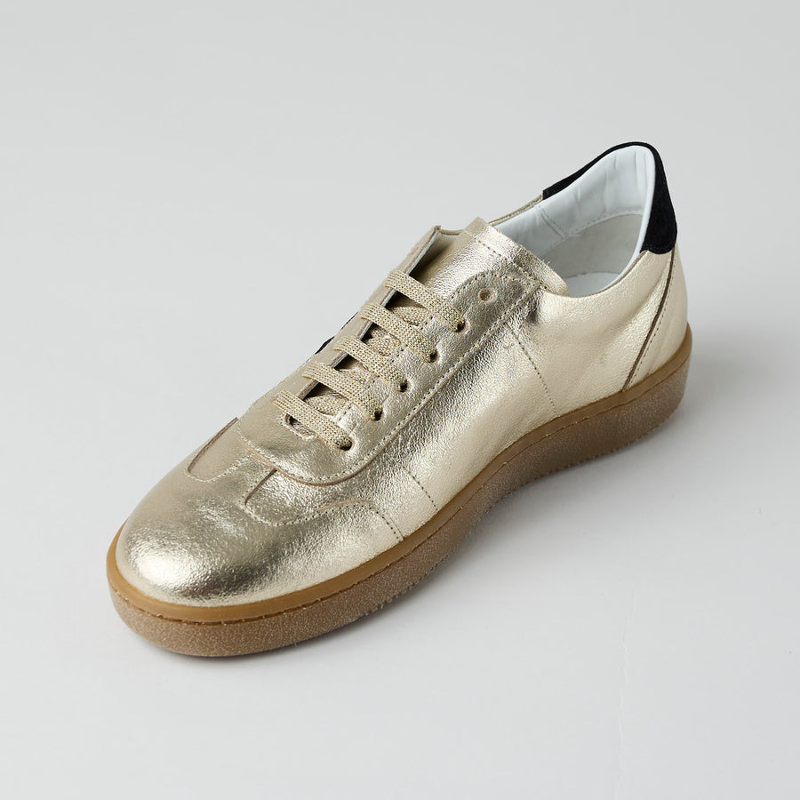 Marco Moreo Gold Metallic Leather Trainers