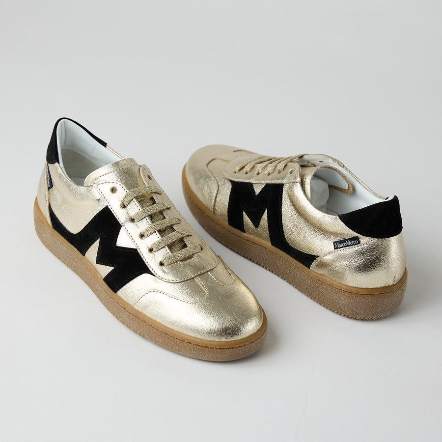 Marco Moreo Gold Metallic Leather Trainers