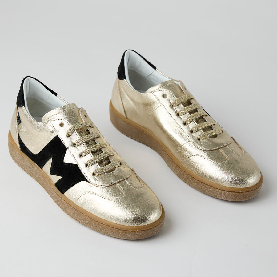 Marco Moreo Gold Metallic Leather Trainers