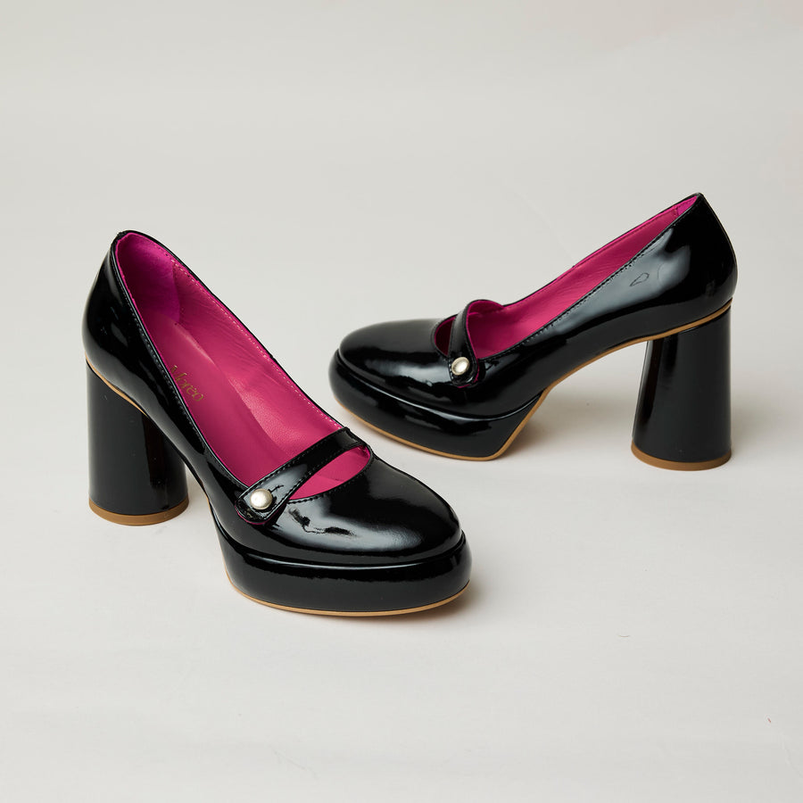 Marco Moreo Black Patent Leather Mary Jane Shoes - Nozomi