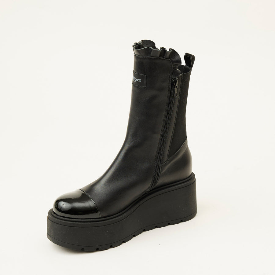 Marco Moreo Black Leather Platform Ankle Boots - Nozomi