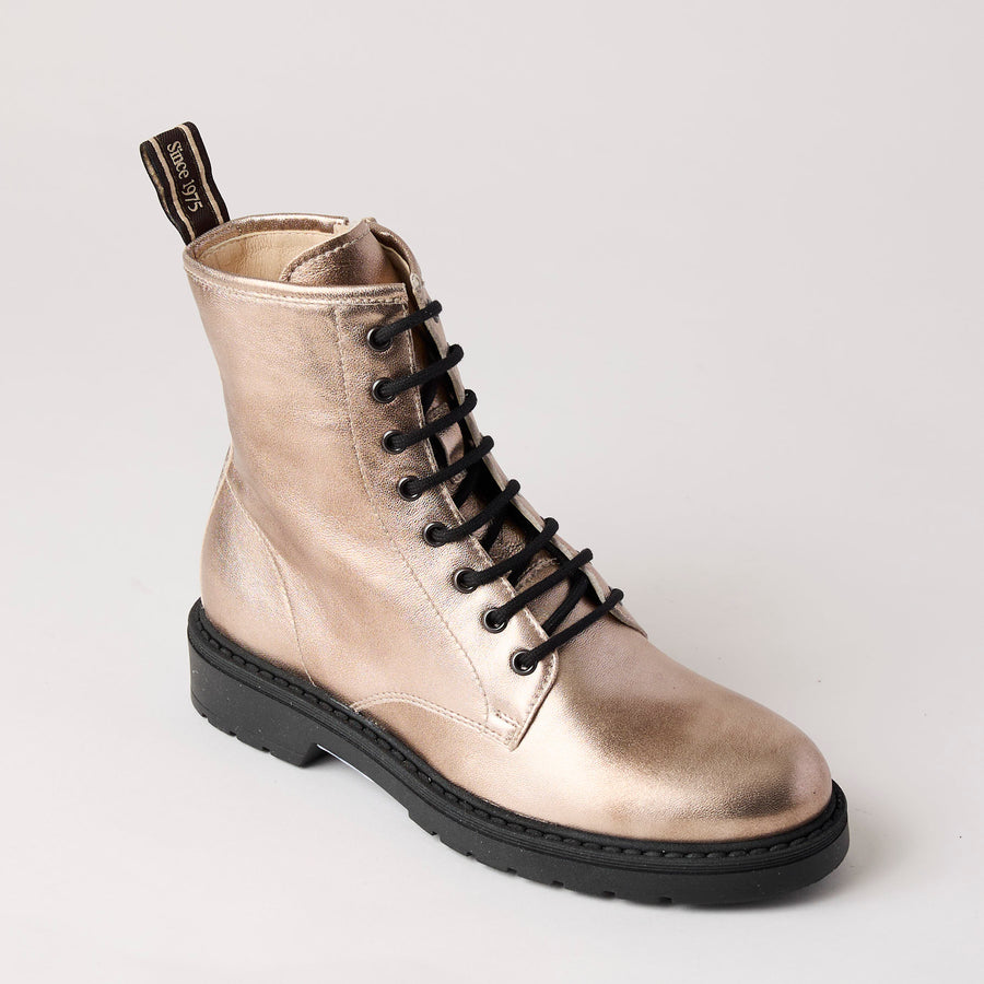 NeroGiardini Metallic Leather Laced Ankle Boots - Nozomi