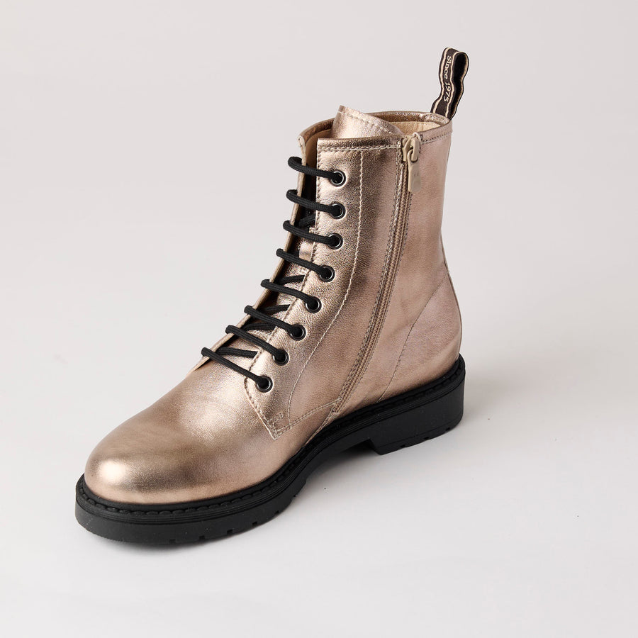 NeroGiardini Metallic Leather Laced Ankle Boots - Nozomi