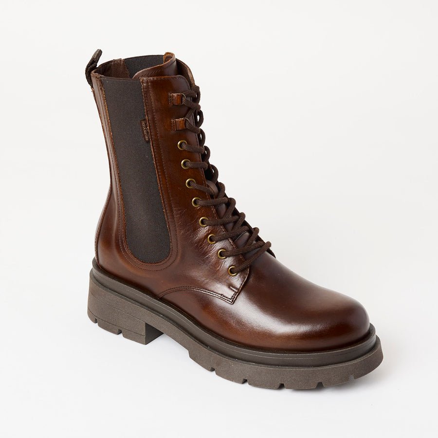 NeroGiardini Brown Leather Laced Ankle Boots - Nozomi