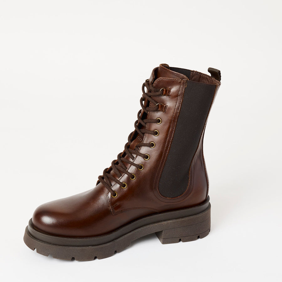 NeroGiardini Brown Leather Laced Ankle Boots - Nozomi