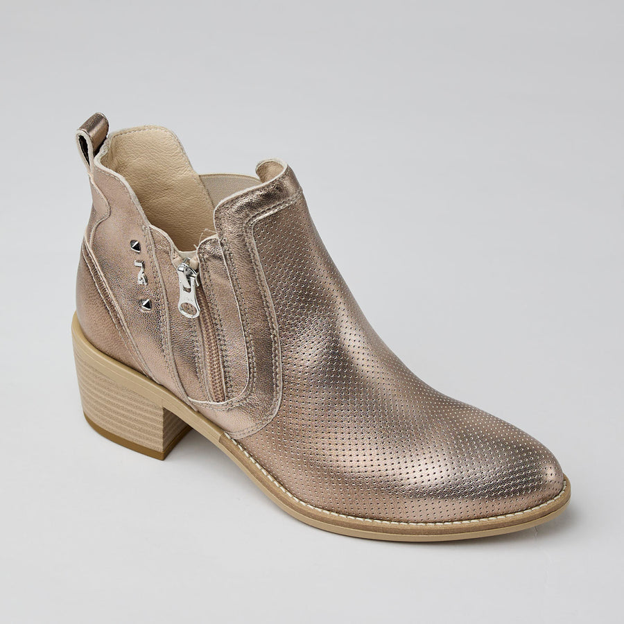 NeroGiardini Taupe Metallic Leather Ankle Boots