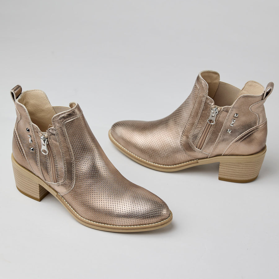 NeroGiardini Taupe Metallic Leather Ankle Boots