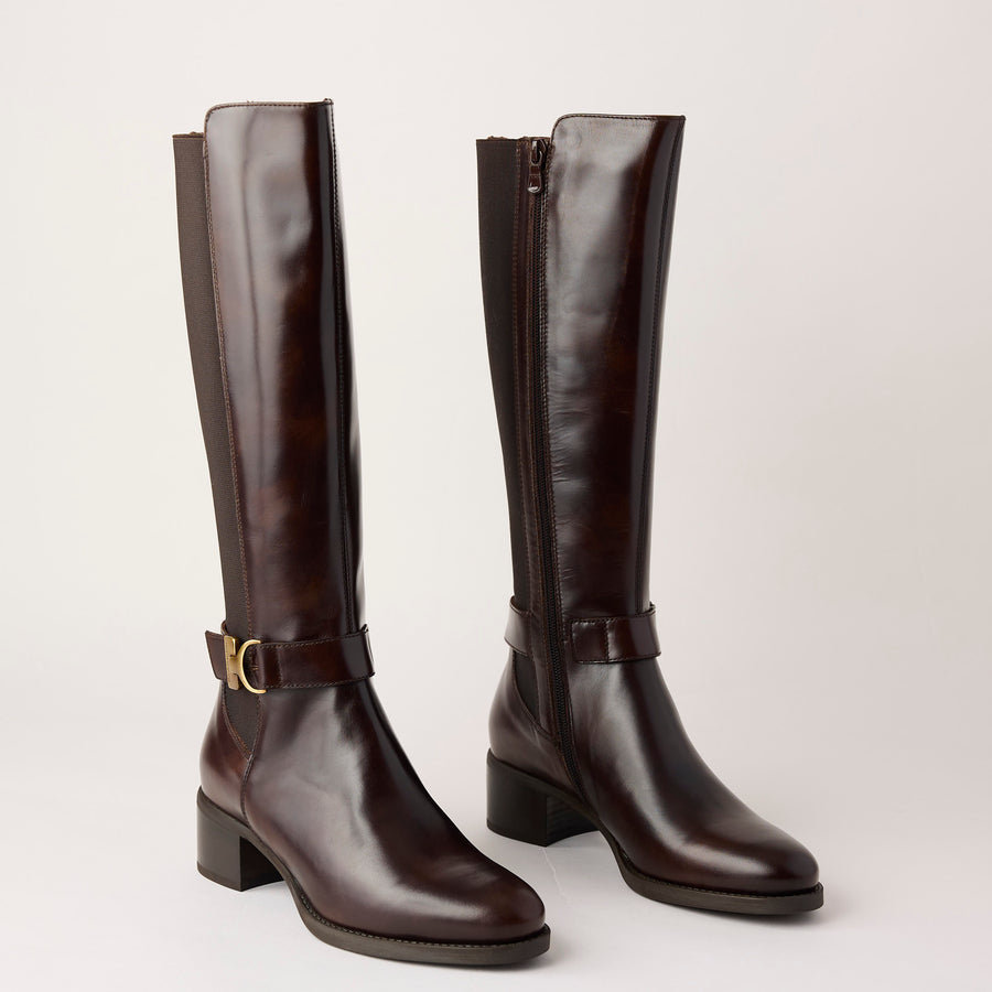 NeroGiardini Brown Leather Knee High Boots