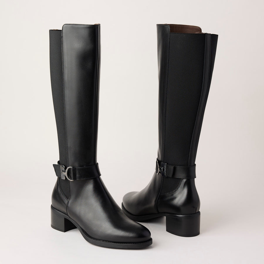 NeroGiardini Black Leather Knee High Boots