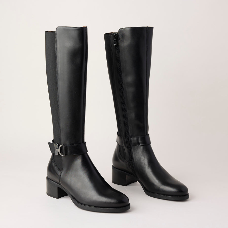 NeroGiardini Black Leather Knee High Boots