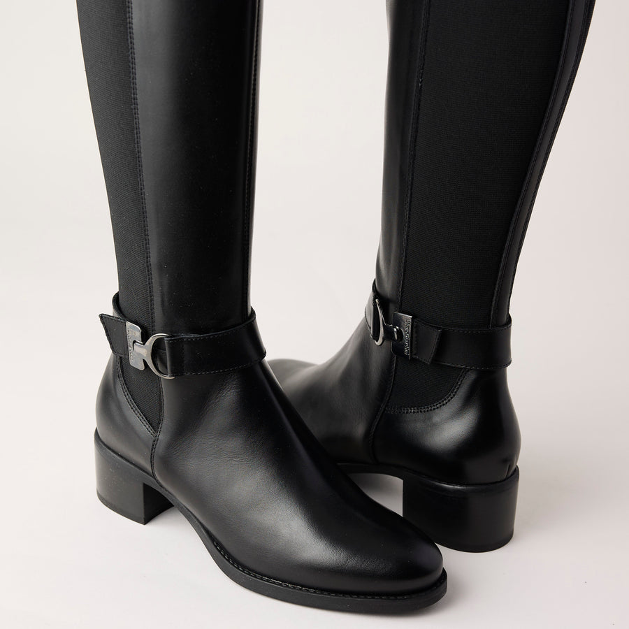 NeroGiardini Black Leather Knee High Boots