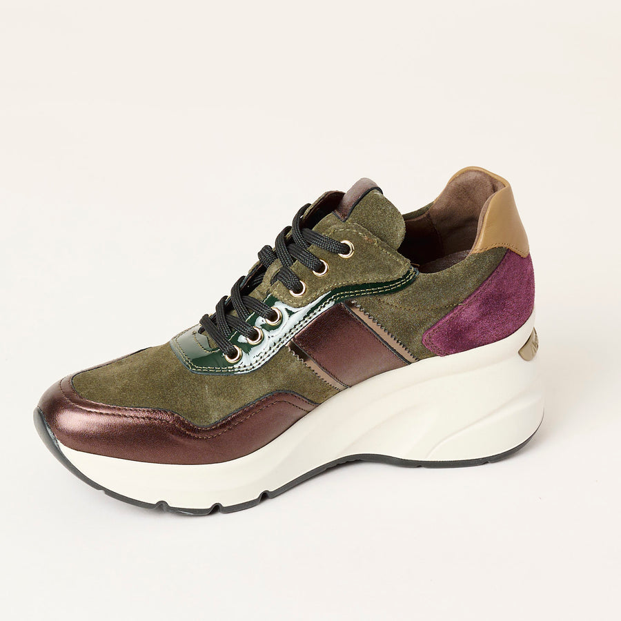 NeroGiardini Multi Green Burgundy Leather Trainers - Nozomi