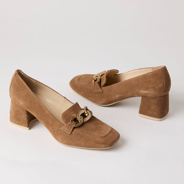 NeroGiardini Mink Suede Heeled Brogue - Nozomi