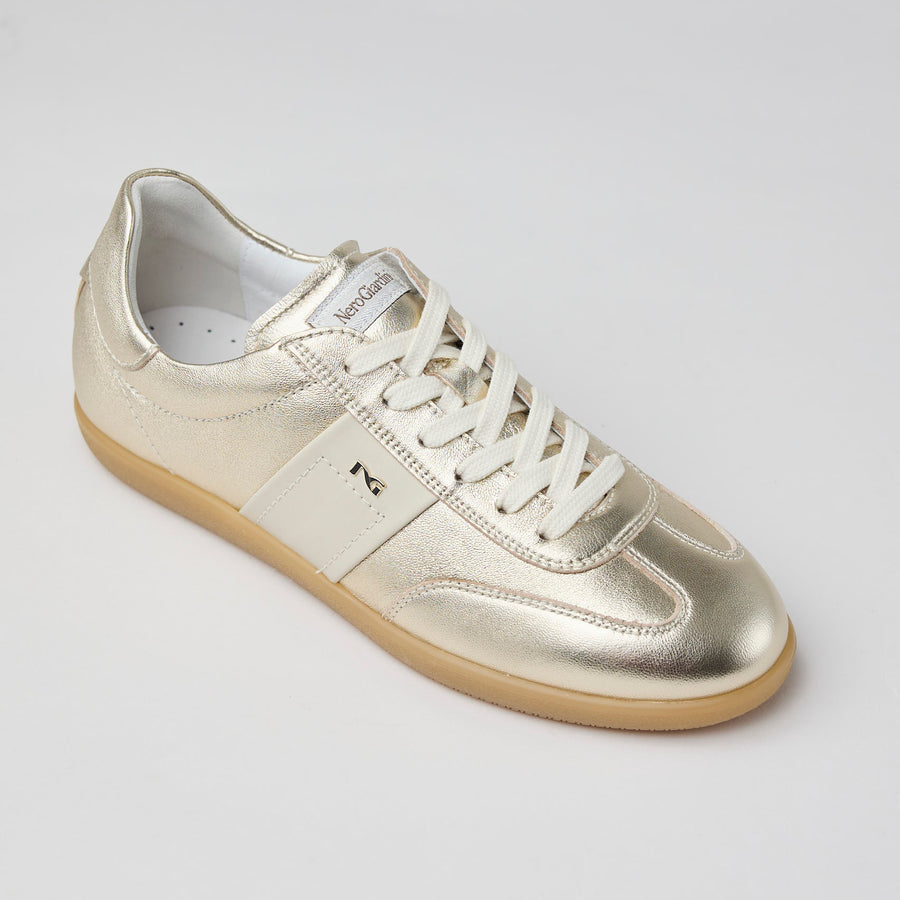 NeroGiardini Gold Metallic Leather Trainers