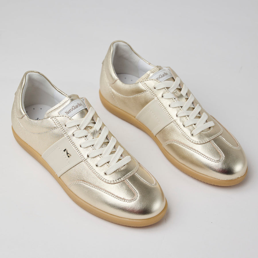 NeroGiardini Gold Metallic Leather Trainers