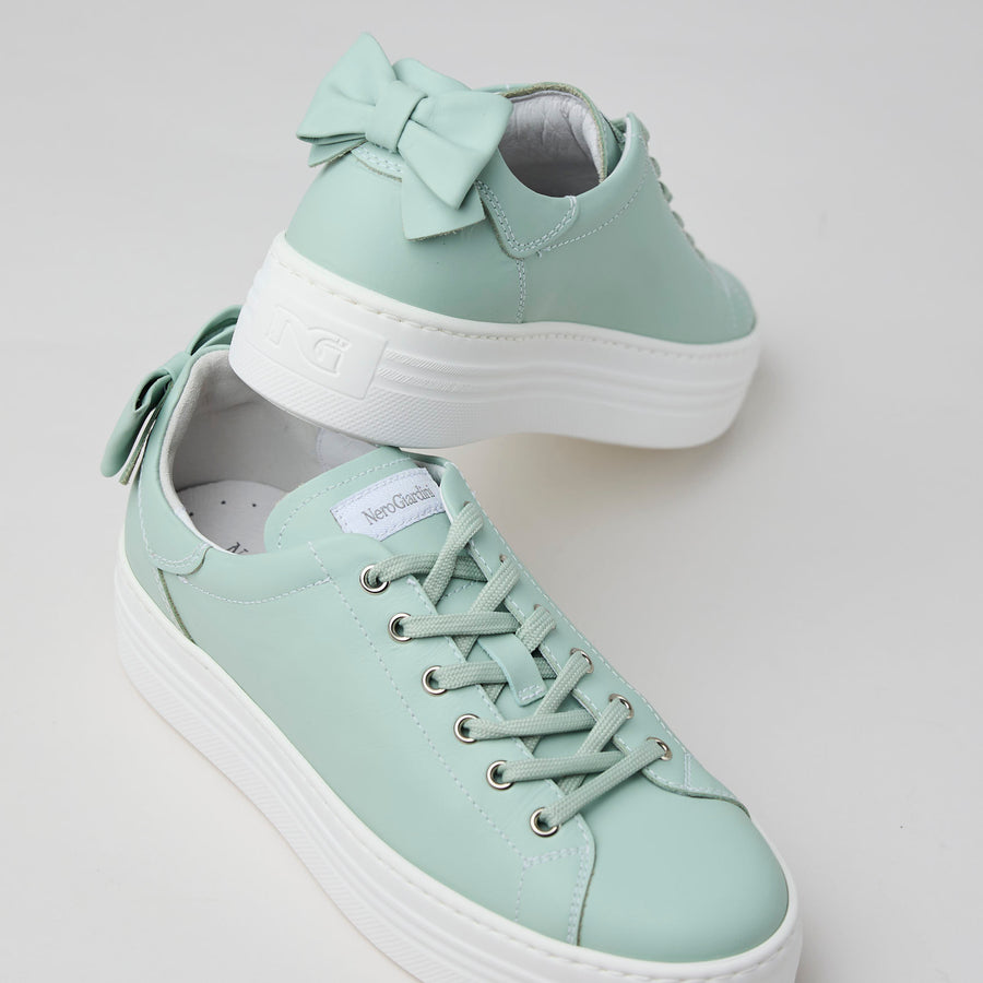 NeroGiardini Mint Leather Flatform Trainers