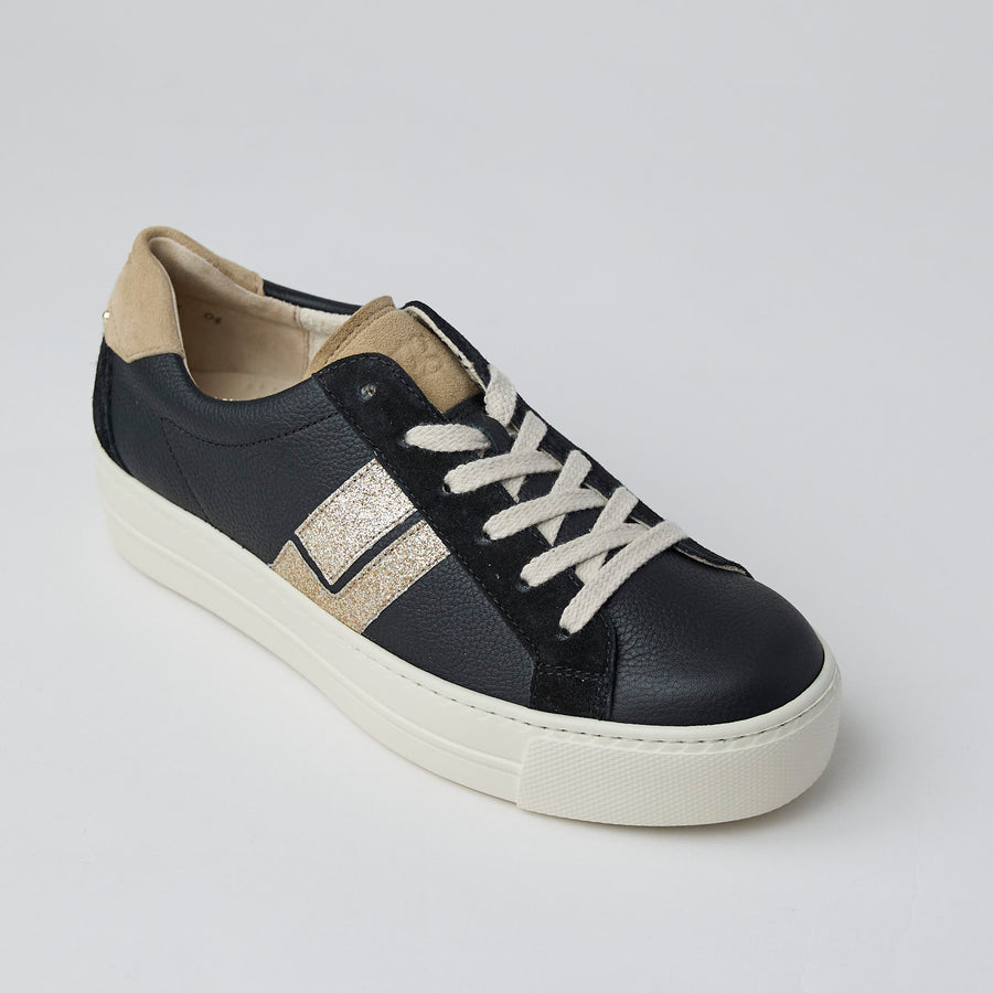 Paul Green Black Leather Platform Trainers