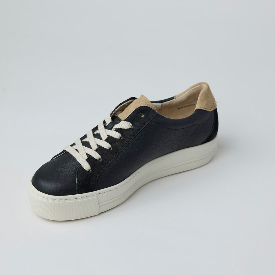 Paul Green Black Leather Platform Trainers