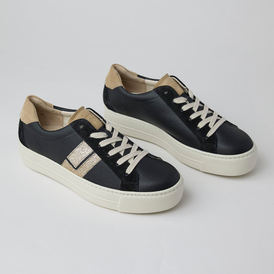 Paul Green Black Leather Platform Trainers