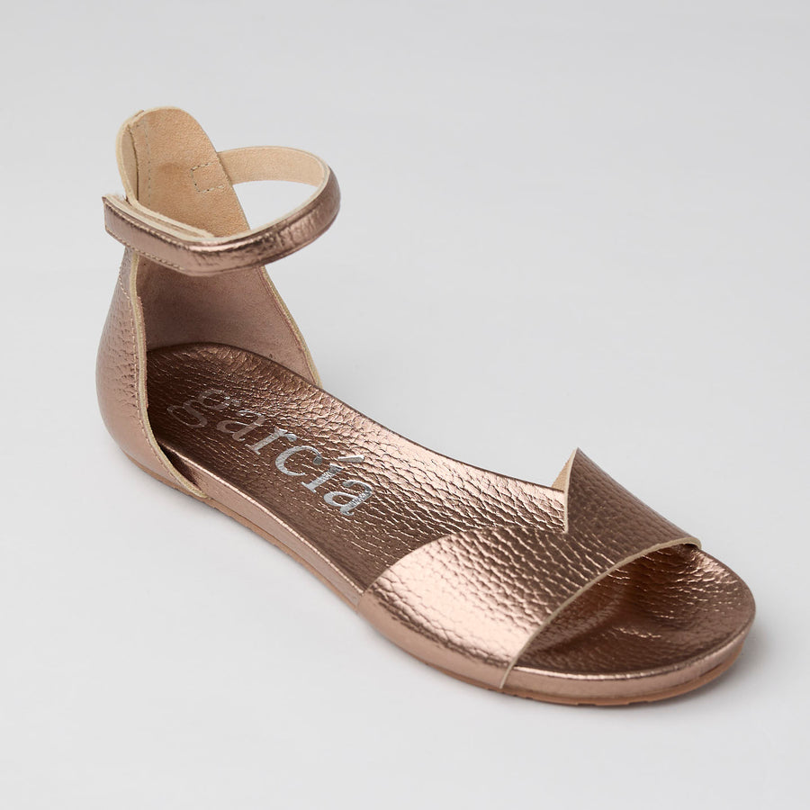 Pedro García Bronze Metallic Leather Sweetheart Flat Sandals