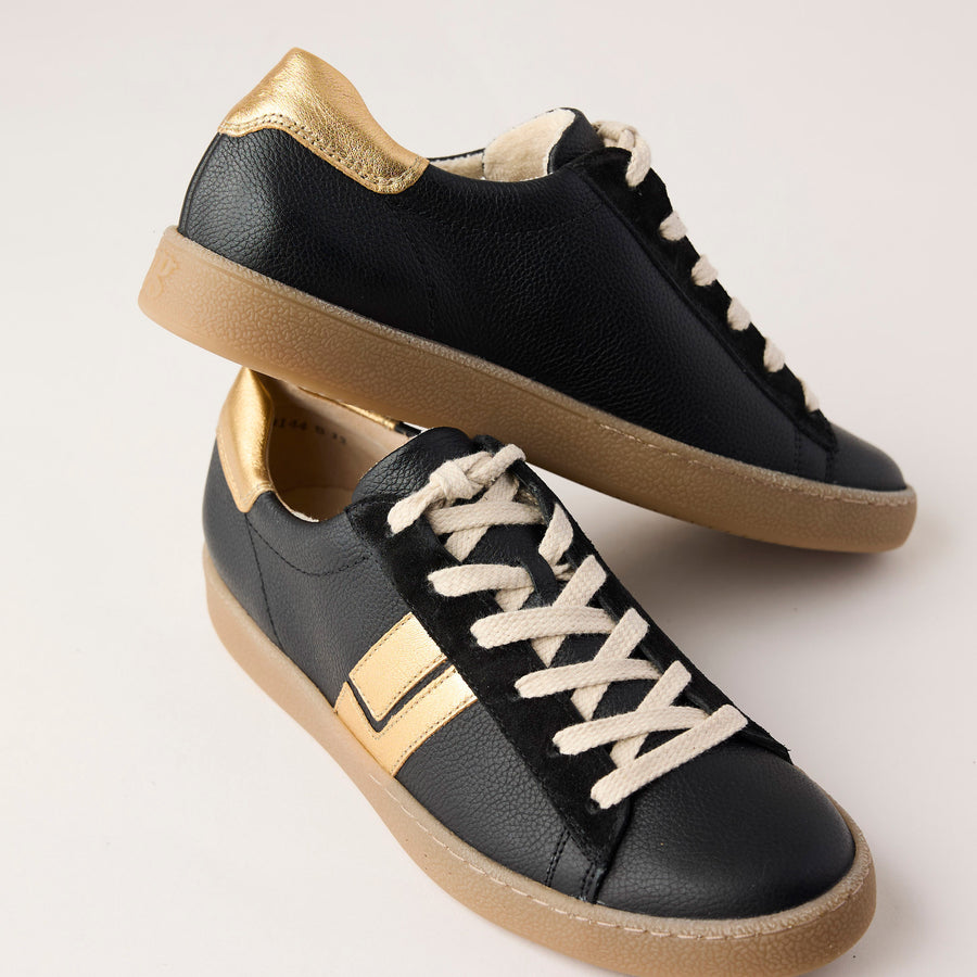 Paul Green Black Leather Retro Trainers