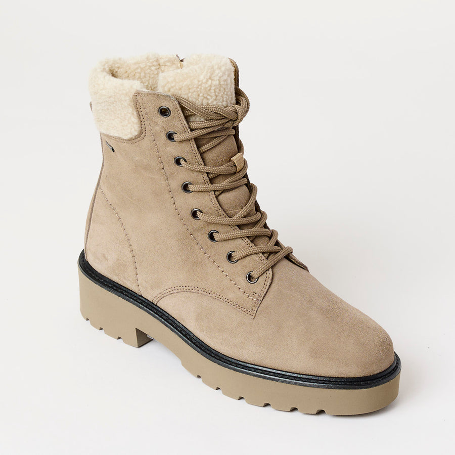 Paul Green Beige Suede Leather Hiking Boots - Nozomi