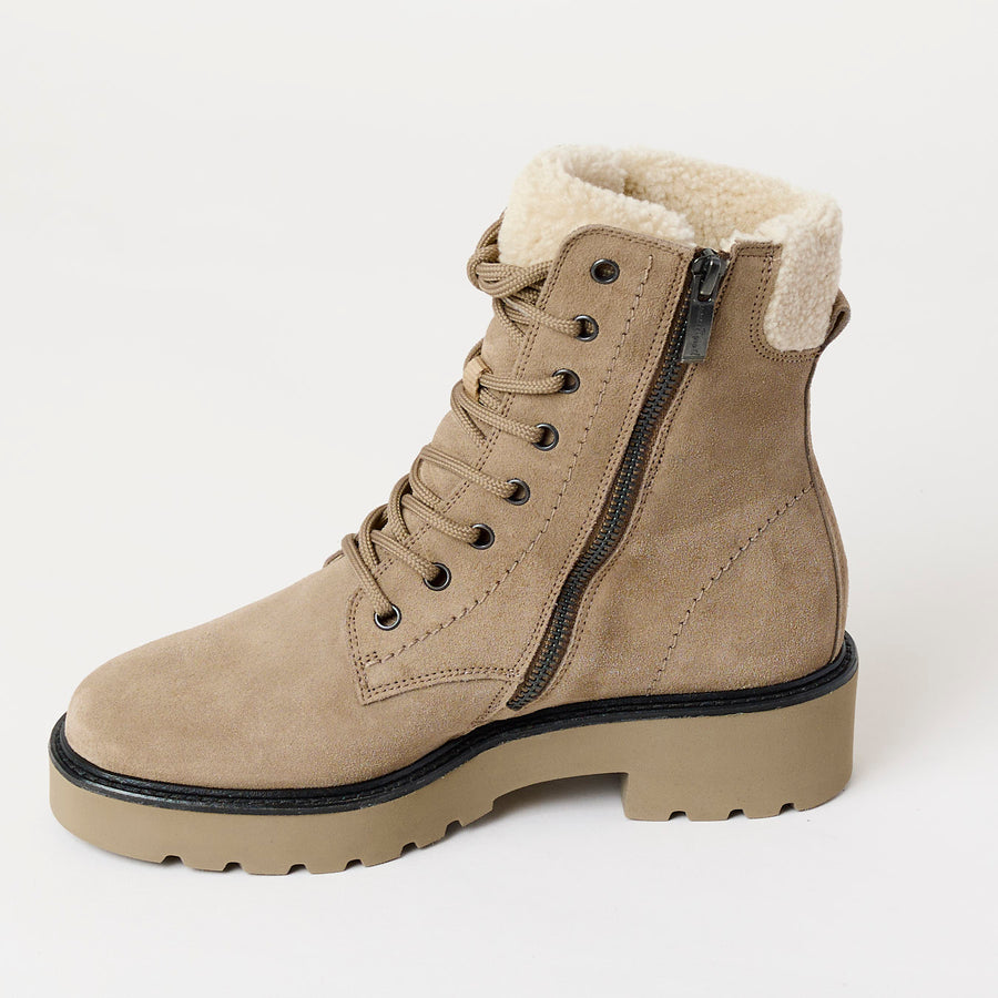 Paul Green Beige Suede Leather Hiking Boots - Nozomi