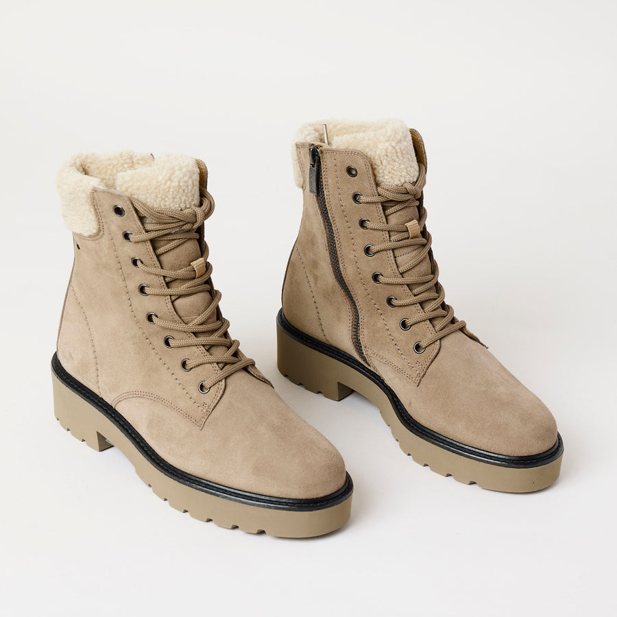 Paul Green Beige Suede Leather Hiking Boots - Nozomi