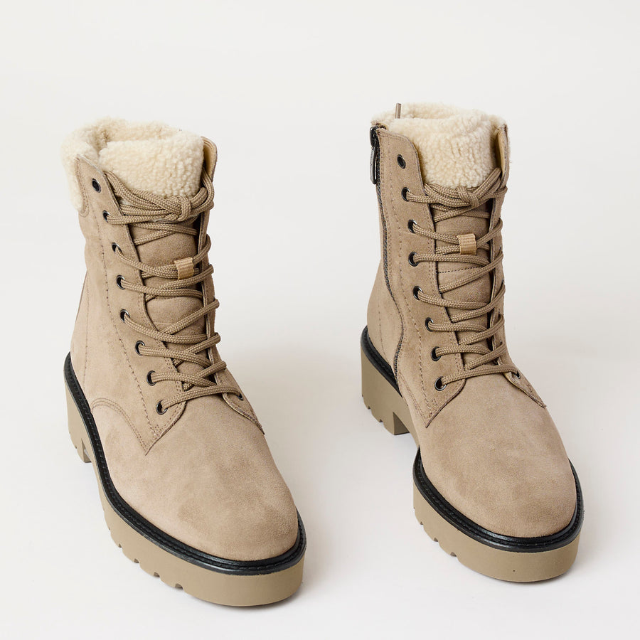 Paul Green Beige Suede Leather Hiking Boots - Nozomi