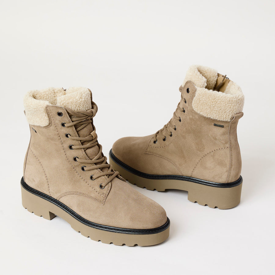 Paul Green Beige Suede Leather Hiking Boots - Nozomi