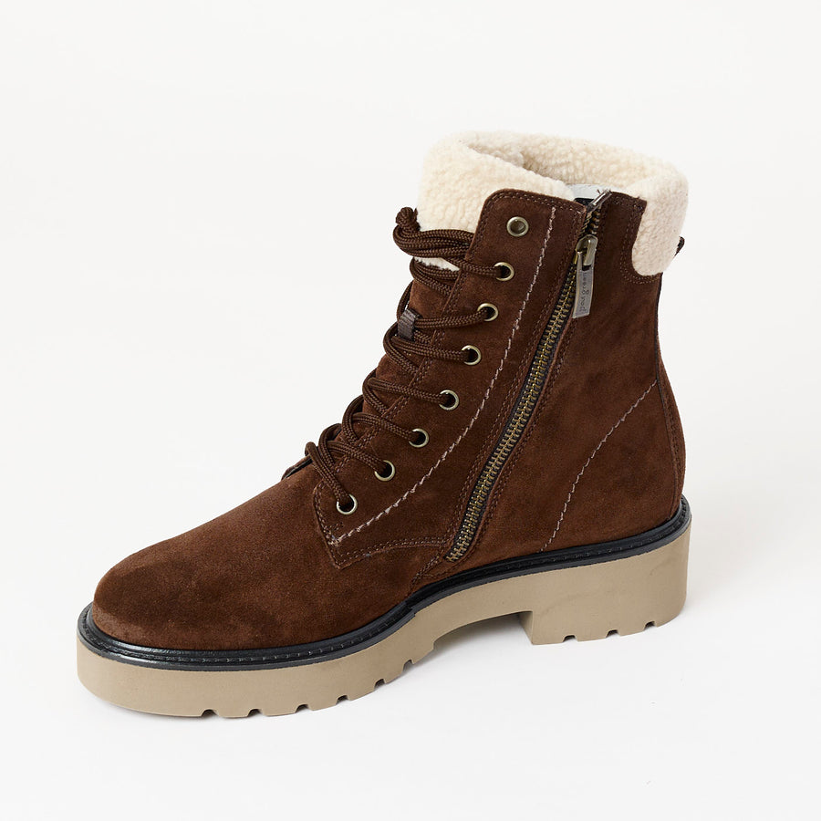 Paul Green Brown Suede Laced Hiking Boots - Nozomi