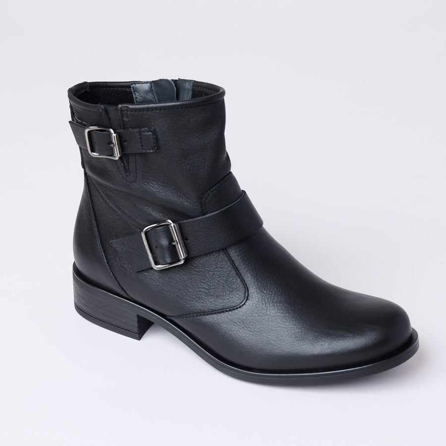 Paul Green Black Leather Ankle Boots - Nozomi