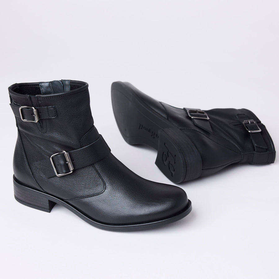 Paul Green Black Leather Ankle Boots - Nozomi