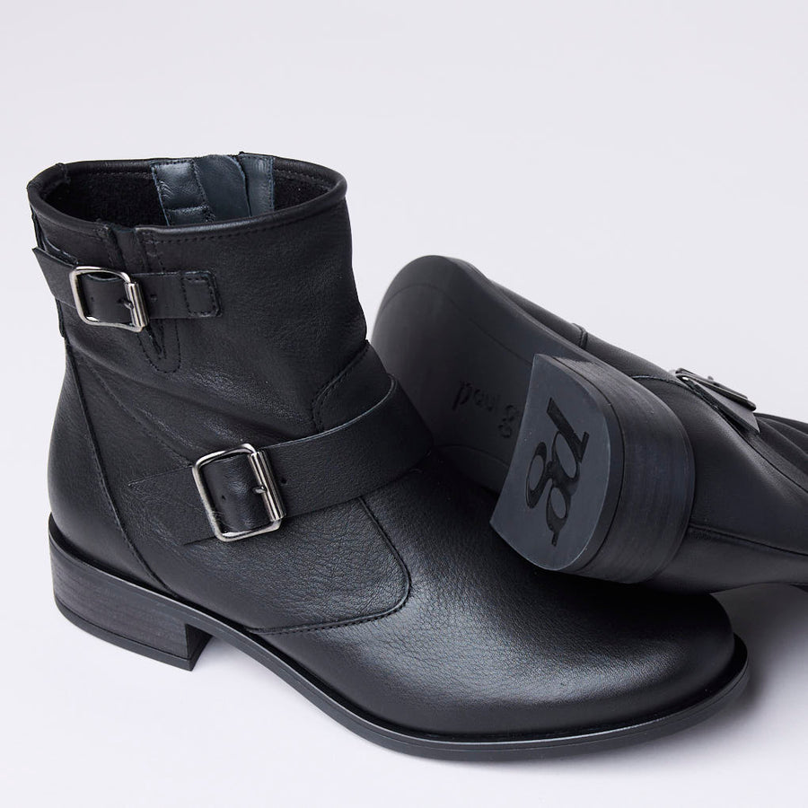 Paul Green Black Leather Ankle Boots - Nozomi