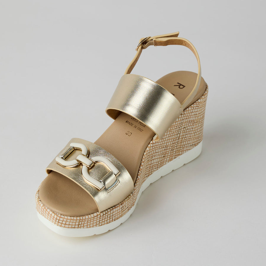 Repo High Wedge Gold Metallic Leather Sandals